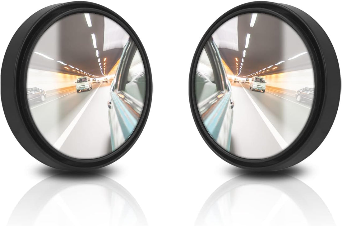 2 pcs Blind Spot Mirrors, 2" Round HD Glass Convex 360° Wide Angle Side Rear View Mirror with ABS Housing for Cars SUV and Trucks, Silver, Pack of 2
